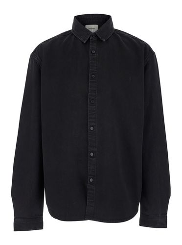 Oversized Shirt With Tonal Cassandre Embroidery In Denim Man - Saint Laurent - Modalova