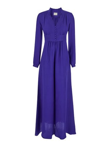 Jisho Maxi Dress With V Neck And Ruched Collar In Silk Blend Woman - Momonì - Modalova