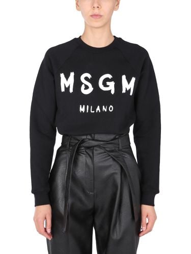 Sweatshirt With Brushed Logo Print - MSGM - Modalova