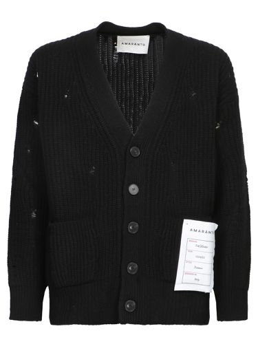 Amaranto Destroyed Black Cardigan - Amaranto - Modalova