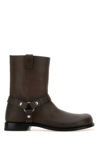 Dark Brown Leather Campo Biker Boots - Loewe - Modalova