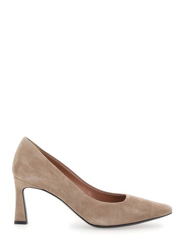 Pumps With Geometric Heel In Suede Woman - Pollini - Modalova