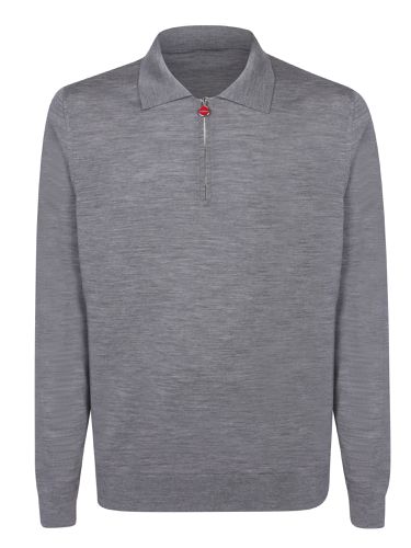 Kiton Mid-zip Grey Polo Shirt - Kiton - Modalova