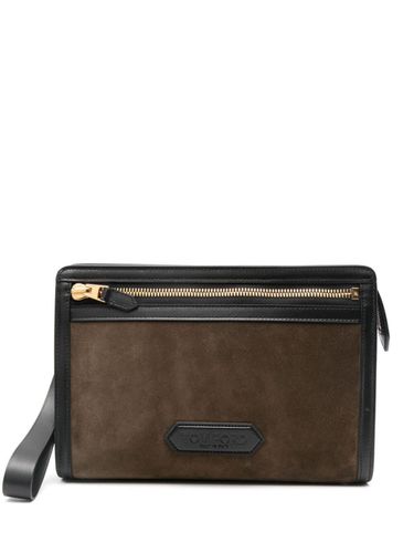 Suede And Smooth Calf Leather Medium Zip Pouch - Tom Ford - Modalova