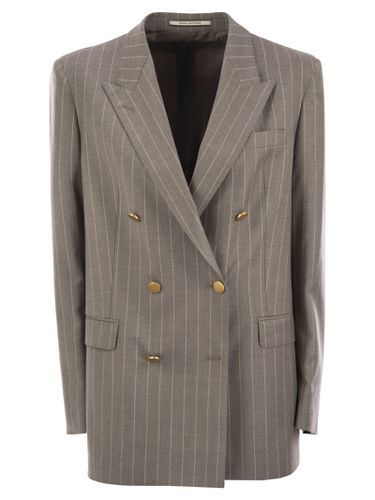 Stretch Wool Double-breasted Pinstripe Blazer - Tagliatore - Modalova