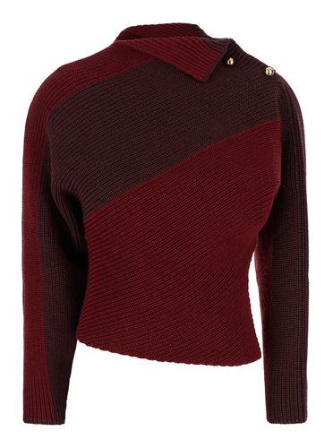 Red Stripe Sweater With Buttons In Wool Blend Woman - Philosophy di Lorenzo Serafini - Modalova