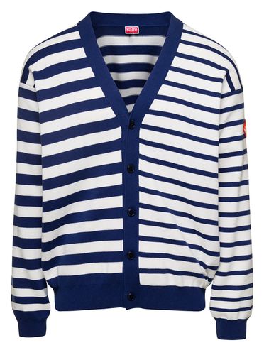 Black And Nautical Striped Cardigan In Cotton Man - Kenzo - Modalova