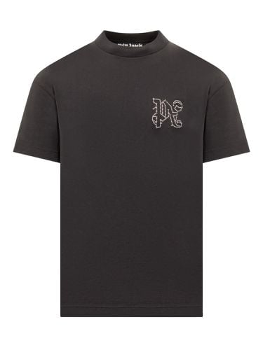 Monogram Embellished Crewneck T-shirt - Palm Angels - Modalova