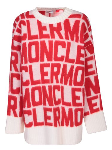 Moncler Red/white Logoed Pullover - Moncler - Modalova