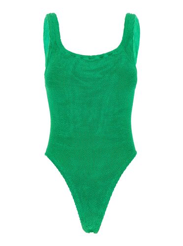 One-piece Swimsuit With Squared Neckline In Ribbed Stretch Polyamide Woman - Hunza G - Modalova