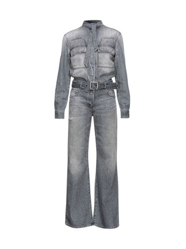 Pinko Light Gray Denim Jumpsuit - Pinko - Modalova