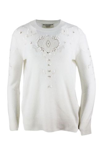 Long-sleeved Crewneck Sweater In Cashmere With Embroidery - Ermanno Scervino - Modalova