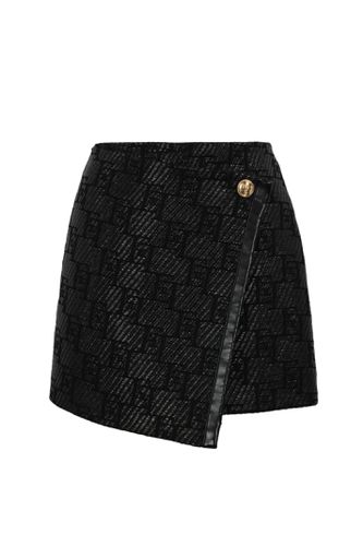 Raffia Mini Skirt With Logo - Elisabetta Franchi - Modalova