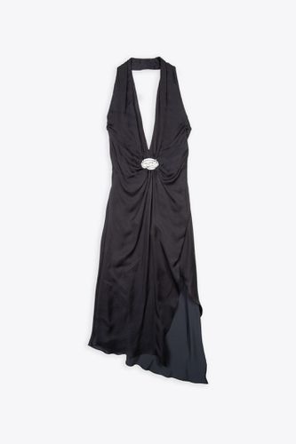 D-stant-n1 Black satin midi draped dress with Oval D - D Stant - Diesel - Modalova