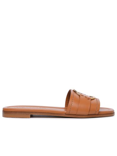 Bell Caramel Leather Slippers - Moncler - Modalova