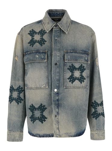 Shirt With All-over Ma-quad Prints In Denim Man - AMIRI - Modalova