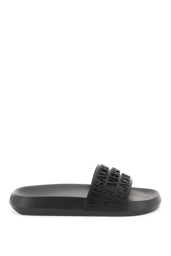 Versace Slide Sandal With Logo - Versace - Modalova