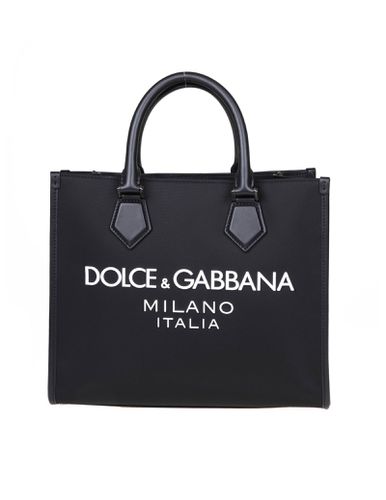 Shopping Bag In Fabric With Rubber Logo - Dolce & Gabbana - Modalova