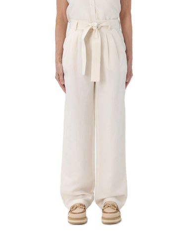 Belted Straight Leg Pleated Trousers - Woolrich - Modalova