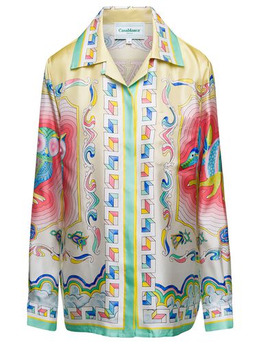 Multicolor Shirt With Cuban Collar And All-over Graphic Print In Silk Woman - Casablanca - Modalova