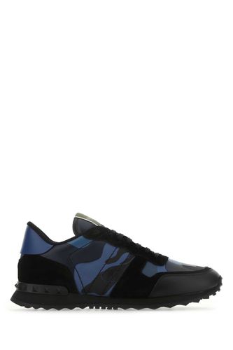 Multicolor Fabric And Suede Rockrunner Camouflage Sneakers - Valentino Garavani - Modalova