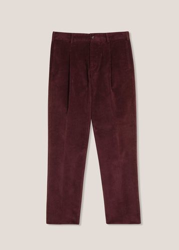 Aantioco Burgundy Pleated Stretch Cotton-corduroy Trousers - doppiaa - Modalova