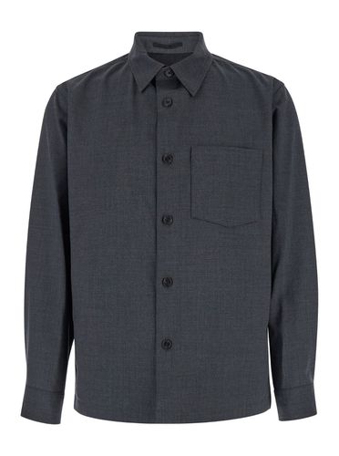 Overshirt With Patch Pocket In Wool Man - Theory - Modalova