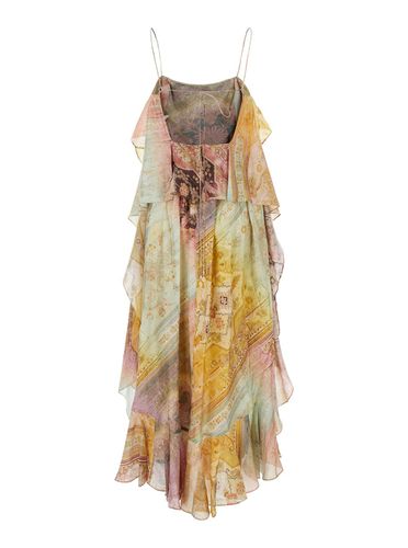 Long Dress With Ruffles And All-over Print In Silk Woman - Zimmermann - Modalova