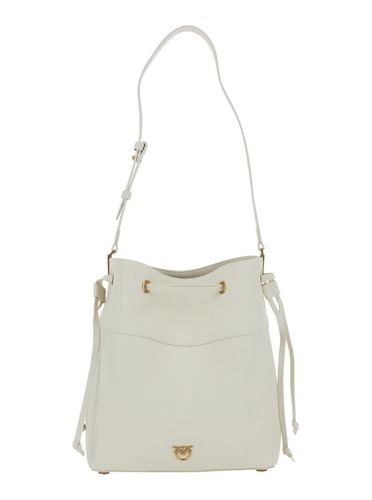 Bucket Bag With Metallic Love Birds Logo On The Front In Hammered Leather Woman - Pinko - Modalova