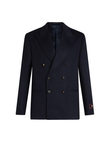 Navy Cashmere Double Breasted Blazer - Etro - Modalova