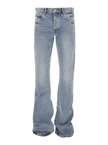 Light Blue High Waist Jeans With Logo Patch On The Rear And Wide Leg In Denim Man - Purple Brand - Modalova