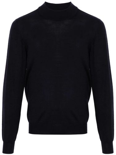 Navy Virgin Wool Derby Sweater - Fedeli - Modalova