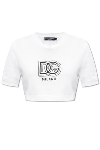 Cropped T-shirt With Logo - Dolce & Gabbana - Modalova