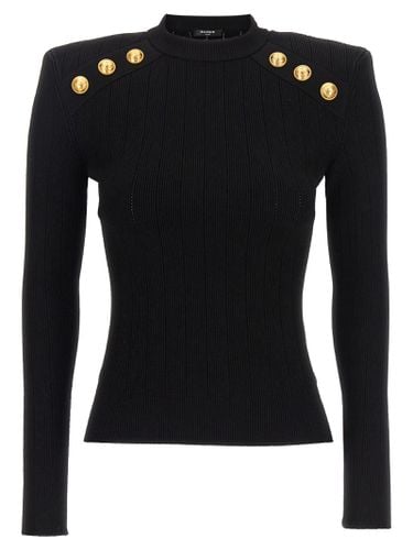 Crew-neck Sweater With Buttons - Balmain - Modalova