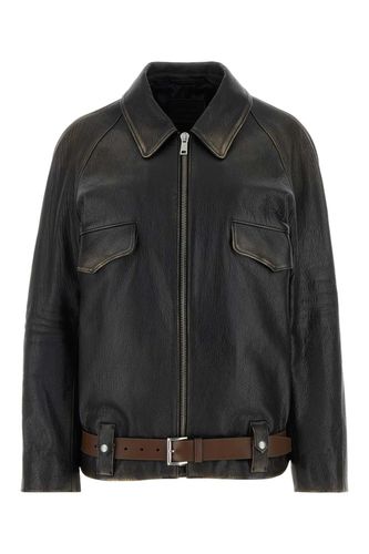 Prada Black Leather Jacket - Prada - Modalova