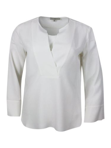 Lightweight Shirt In Stretch Silk Crepes With V-neck. Fluid Fit - Antonelli - Modalova