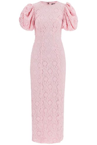 Pink Floral Midi Dress With Puff Sleeves In Mixed Materials - Rotate by Birger Christensen - Modalova