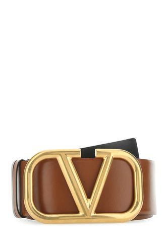 Brown Leather Vlogo Signature Reversible Belt - Valentino Garavani - Modalova