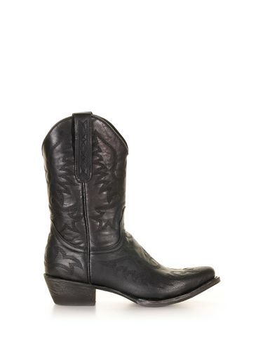 Black Pointed Texan Boot In Leather - Mexicana - Modalova