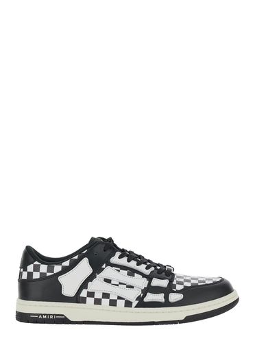 Skel Top Low Black And Bi-color Sneakers With Skeleton Patch With Check Motif In Leather Man - AMIRI - Modalova