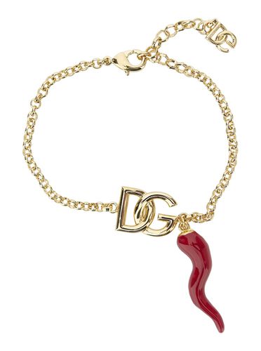 Gold Colored Bracelet With Dg Logo And Horn Detail In Brass Woman - Dolce & Gabbana - Modalova
