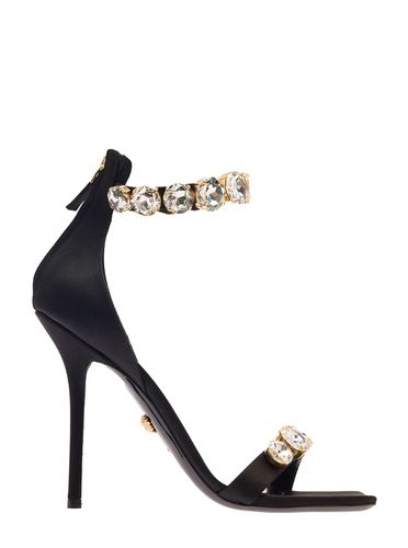 High Heels With Crystal Embellishemnt In Silk Woman - Versace - Modalova