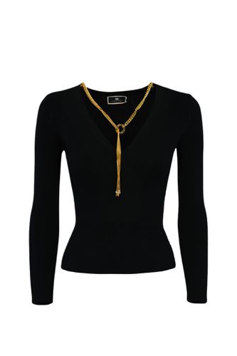 Ribbed Top With Necklace - Elisabetta Franchi - Modalova