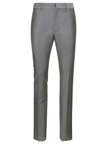 Slim Pants With Metallic Logo Detail In Wool Blend Man - Givenchy - Modalova