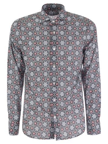 Printed Stretch Cotton Voile Shirt - Fedeli - Modalova