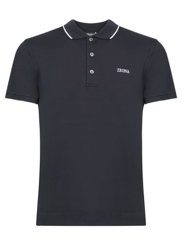 Contrast Logo Piquet Polo Shirt - Zegna - Modalova