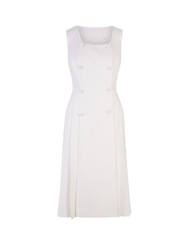 White Sleeveless Midi Dress With Buttons - Ermanno Scervino - Modalova