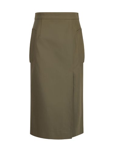 Olive Green Gabardine Midi Skirt - Alexander McQueen - Modalova