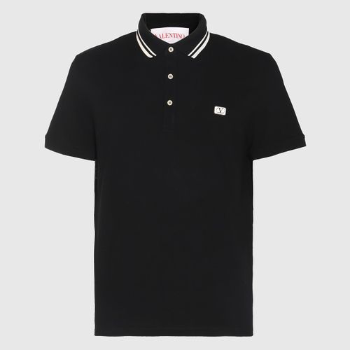 Valentino Black Cotton Polo Shirt - Valentino - Modalova