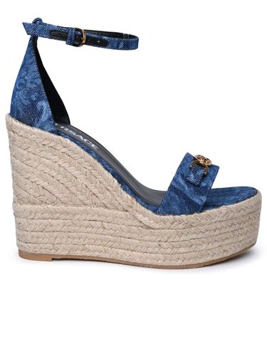 Versace Light Blue Denim Sandals - Versace - Modalova